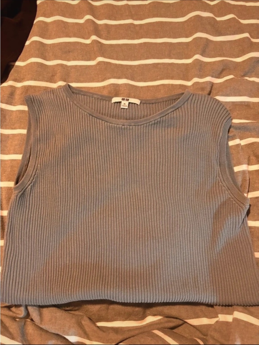 UNIQLO Ribbed Sleeveless Tank Top - Light Blue